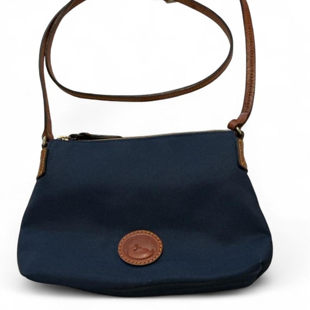 Vintage Dooney & Bourke Crossbody Bag Small Navy Blue Excellent Nylon Leather